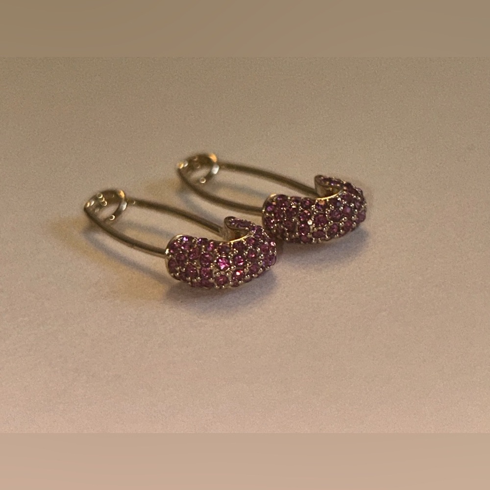 Pink & Gold safety pin earrings